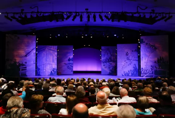 people attending show looking at stage